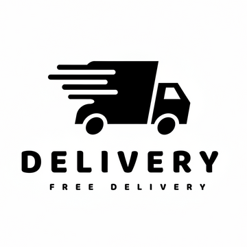 Logo of a delivery truck with a free delivery offer on a white background